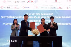 Doanh nghiệp Việt Nam - Trung Quốc ký kết thỏa thuận hợp tác tại diễn đàn. (Ảnh: Xuân Anh/TTXVN)