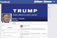 Biểu tượng Facebook và trang cá nhân của ông Donald Trump trên màn hình điện thoại di động. (Ảnh: ABC News)