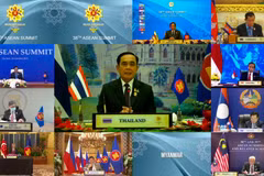 Thủ tướng Thái Lan Prayut Chan-o-cha phát biểu tại Hội nghị cấp cao các quốc gia Đông Nam Á (ASEAN) diễn ra theo hình thức trực tuyến, ngày 26/10/2021. (Ảnh: AFP/TTXVN)
