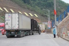 Xe xuất khẩu nông sản sang Trung Quốc. (Ảnh: Quang Duy/TTXVN) 