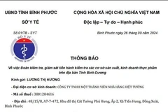 Sở Y tế Bình Phước bác bỏ văn bản giả mạo. (Ảnh: TTXVN phát)