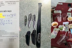 Tang vật bị lực lượng công an thu giữ. (Ảnh: TTXVN phát) 