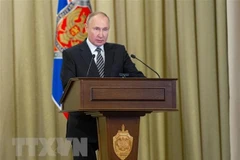 Tổng thống Nga Vladimir Putin phát biểu tại thủ đô Moskva. (Ảnh: AFP/TTXVN) 