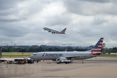 Máy bay của hãng hàng không American Airlines tại sân bay quốc gia Ronald Reagan Washington ở Arlington, Virginia, Mỹ. (Ảnh: AFP/TTXVN) 