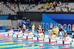 Trịnh Thị Bích Như thi đấu tại Paralympic Tokyo 2020. (Ảnh: TTXVN)