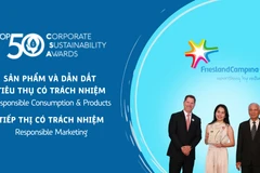 FrieslandCampina Việt Nam được xướng tên cho hai giải thưởng “Sản phẩm và dẫn dắt tiêu thụ có trách nhiệm” và “Tiếp thị có trách nhiệm”. (Nguồn: Vietnam+)