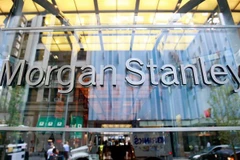 Biểu tượng Morgan Stanley tại trụ sở ở New York, Mỹ. (Ảnh: AFP/TTXVN) 