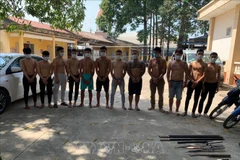 Các đối tượng trong đường đây bảo kê, đòi nợ thuê, trộm cắp tài sản bị bắt giữ.(Nguồn: TTXVN) 