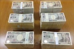 Đồng tiền mệnh giá 10.000 yen tại thành phố Yokosuka, quận Kanagawa (Nhật Bản). (Ảnh: AFP/TTXVN)