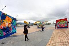 Một góc triển lãm tranh “Viet Nam Urban Arts” tại khuôn viên cầu Rồng (Đà Nẵng). (Ảnh: Trần Lê Lâm/TTXVN )