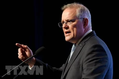 Thủ tướng Australia Scott Morrison phát biểu tại một sự kiện ở thành phố Melbourne. (Ảnh: AFP/TTXVN)