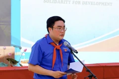 Bí thư Thành Đoàn Thành phố Hồ Chí Minh Ngô Minh Hải phát biểu khai mạc Liên hoan. (Ảnh: Hồng Gianh/TTXVN) 