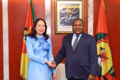 Phó Chủ tịch nước Võ Thị Ánh Xuân hội kiến Tổng thống Mozambique Filipe Nyusi trong chuyến thăm chính thức Cộng hoà Mozambique, sáng 12/9/2023. (Ảnh: Lâm Khánh/TTXVN)