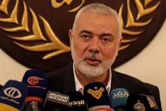 Thủ lĩnh phong trào Hồi giáo Hamas Ismail Haniyeh phát biểu trong cuộc họp báo ở Beirut, Liban ngày 22/6/2022. (Ảnh: AFP/TTXVN)