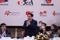  Phiên cấp cao Diễn đàn doanh nghiệp Việt Nam thường niên (VBF) tập trung thảo luận 3 chủ đề chính. (Ảnh: Dương Giang/TTXVN) 