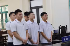 5 bị cáo tại phiên tòa. (Ảnh: TTXVN phát)
