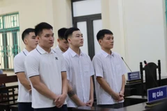 5 bị cáo tại phiên tòa. (Ảnh: TTXVN phát)