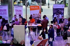 Người lao động tìm việc tại một hội chợ việc làm. (Ảnh: AFP/TTXVN)