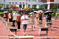 Một điểm xét nghiệm COVID-19 tại Phủ Điền, tỉnh Phúc Kiến, Trung Quốc, ngày 16/9/2021. (Ảnh: THX/TTXVN)