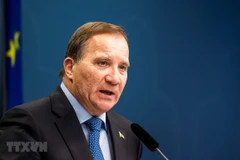 Thủ tướng Thụy Điển Stefan Lofven trong cuộc họp báo tại Stockholm. (Ảnh: AFP/TTXVN) 