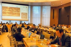 Trưởng Phái đoàn Việt Nam tại Geneva, Đại sứ Mai Phan Dũng (bên phải) phát biểu tại Phiên rà soát chính sách thương mại lần thứ 4 của Brunei. (Ảnh: TTXVN)