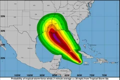Bão Ida hướng vào Mỹ.(Ảnh: nhc.noaa.gov)