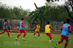 U23 Việt Nam ưu tiên lối chơi nhanh một chạm. (Ảnh: Trần Long/TTXVN)