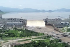 Công trình xây dựng đập thủy điện Đại Phục Hưng ở Guba, Ethiopia, ngày 24/7/2020. (Ảnh: AFP/TTXVN) 