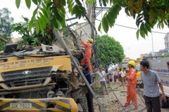 Hiện trường vụ tai nạn. (Ảnh: Thu Hằng/TTXVN)