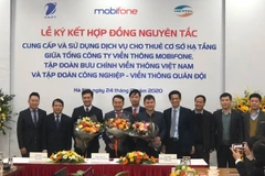 3 doanh nghiệp: Viettel, VNPT, MobiFone đã ký kết hợp đồng nguyên tắc cung cấp dịch vụ cho thuê hạ tầng. (Ảnh: Việt Nga)