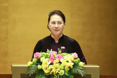 Chủ tịch Quốc hội Nguyễn Thị Kim Ngân phát biểu Bế mạc kỳ họp. (Ảnh: Doãn Tấn/TTXVN)