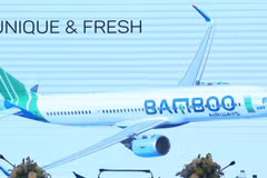 Bộ nhận diện thương hiệu của hãng hàng không Bamboo Airways. (Ảnh: Việt Hùng/Vietnam+)