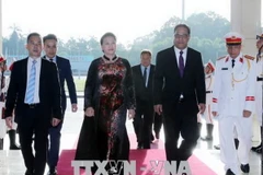 Lễ đón Chủ tịch Quốc hội Liên bang Micronesia Wesley W. Simina. Ảnh: Trọng Đức - TTXVN