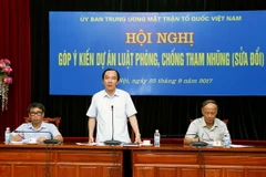 Ủy ban Trung ương Mặt trận Tổ quốc Việt Nam tổ chức Hội nghị góp ý kiến vào dự án Luật phòng, chống tham nhũng (sửa đổi). (Ảnh: Nguyễn Dân/TTXVN)