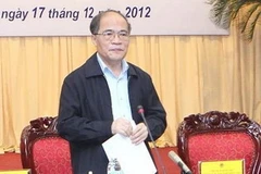 Chủ tịch Quốc hội Nguyễn Sinh Hùng, Chủ tịch Ủy ban dự thảo sửa đổi Hiến pháp năm 1992. (Ảnh: Nhan Sáng/TTXVN)