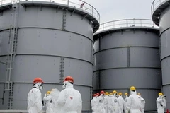 Các chuyên gia kiểm tra khu vực phía ngoài nhà máy điện hạt nhân Fukushima số 1. (Nguồn: Reuters)