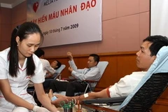 Hiến máu nhân đạo tại khách sạn Meliá Hà Nội. Ảnh minh họa (Ảnh: Trần Việt/TTXVN) 