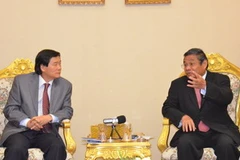 Phó Thủ tướng Campuchia Yim Chhai Ly tiếp Đại sứ Ngô Anh Dũng. (Ảnh: Trần Chí Hùng) 
