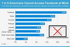 Biểu đồ cụ thể những website hay bị khóa nhất tại nơi làm việc ở Mỹ. (Nguồn: Statista)