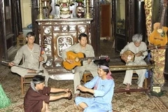 Biểu diễn đờn ca tài tử. (Ảnh: Anh Tuấn/TTXVN)