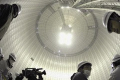 Toàn cảnh bồn chứa được chụp qua ống kính mắt cá. (Nguồn: Kyodo)