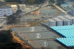 Bể số 1, 2 và 3 là các bể chứa nước nhiễm xạ xuất hiện sự cố rò rỉ cần khắc phục. (Nguồn: Sankei) 