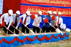 Lễ khởi công xây dựng khu lưu niệm Bảo tàng Hồ Chí Minh tại Lào (Ảnh: Hoàng Chương/Vietnam+)