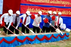 Lễ khởi công xây dựng khu lưu niệm Bảo tàng Hồ Chí Minh tại Lào (Ảnh: Hoàng Chương/Vietnam+)