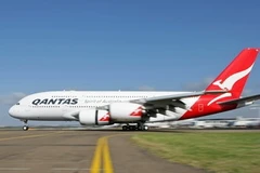 Máy bay Airbus A-380 của hãng Qantas tại sân bay quốc tế Sydney. (Nguồn: AFP/TTXVN)