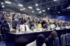 Đoàn Việt Nam tham dự Hội nghị. (Ảnh: Quang Vinh/Vietnam+)