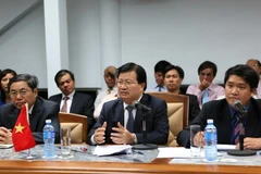 Bộ trưởng Trịnh Đình Dũng phát biểu tại phiên khai mạc kỳ họp thứ 32 Ủy ban Liên Chính phủ Việt Nam-Cuba. (Ảnh: Phạm Hoài Nam/TTXVN)