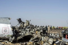 Những mảnh vỡ của máy bay A321 của Nga tại Wadi el-Zolmat, bán đảo Sinai, Ai Cập. (Nguồn: AFP/TTXVN)