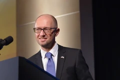 Thủ tướng Ukraine Arseniy Yatsenyuk phát biểu tại một diễn đàn ở thủ đô Washington (Mỹ). (Nguồn: AFP/TTXVN)