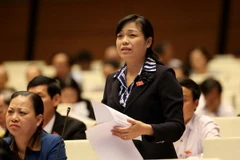 Đại biểu Quốc hội tỉnh Thái Bình Nguyễn Thúy Hoàng phát biểu ý kiến. (Ảnh: Phương Hoa/TTXVN)